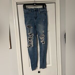 American Eagle Outfitters Ripped Blue Skinny Jeans
